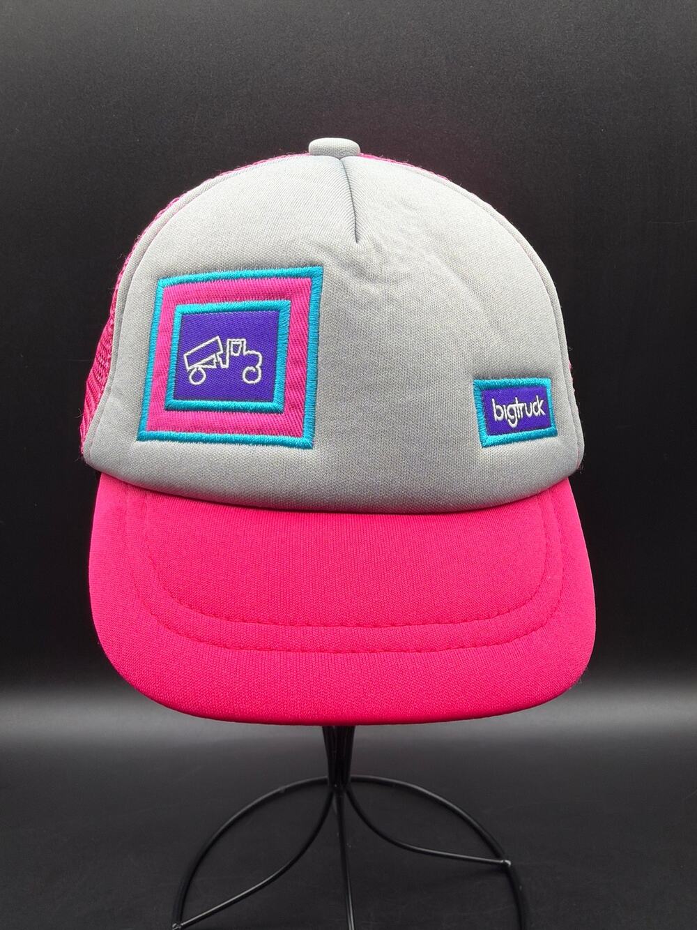 Girls BigTruck Trucker Hat Pink Gray Teal Mesh Back Adjustable Snapback Cap
